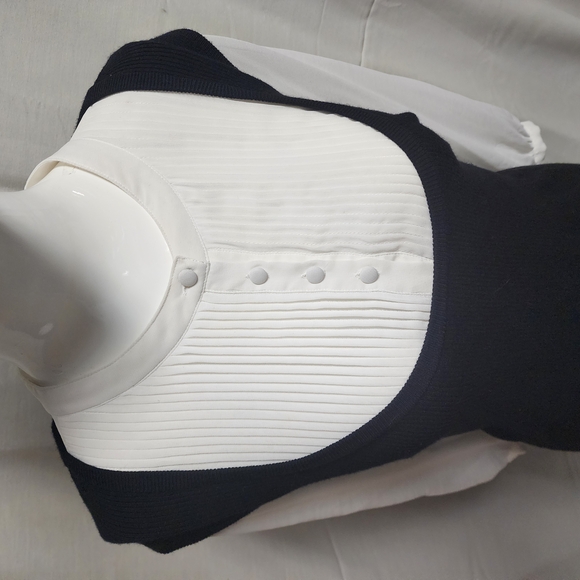 Alfani Black & White Layered Pleated Dress - Picture 4 of 8